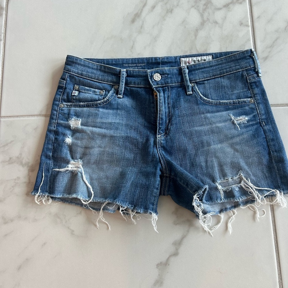 Ag Adriano Goldschmied Medium Blue Denim Shorts